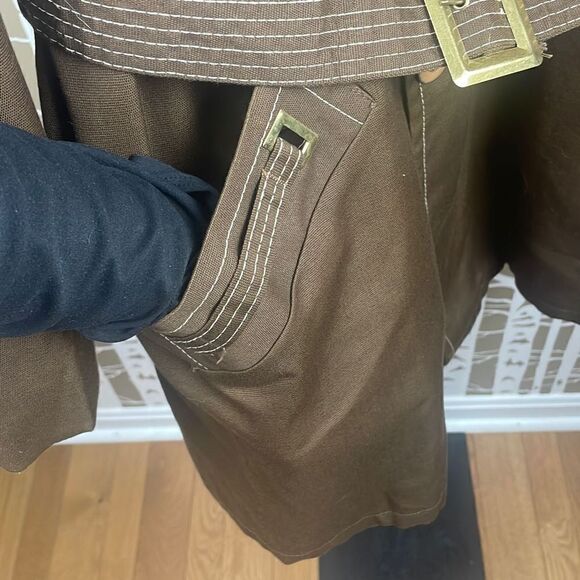 Vtg Deadstock 70s Brown Belted Jacket w Removable Faux Fur Lining 42 - Picture 12 of 15